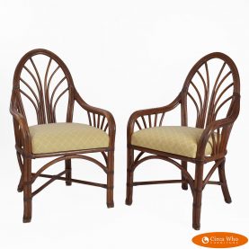 Pair of Leaf Rattan Arm chairs