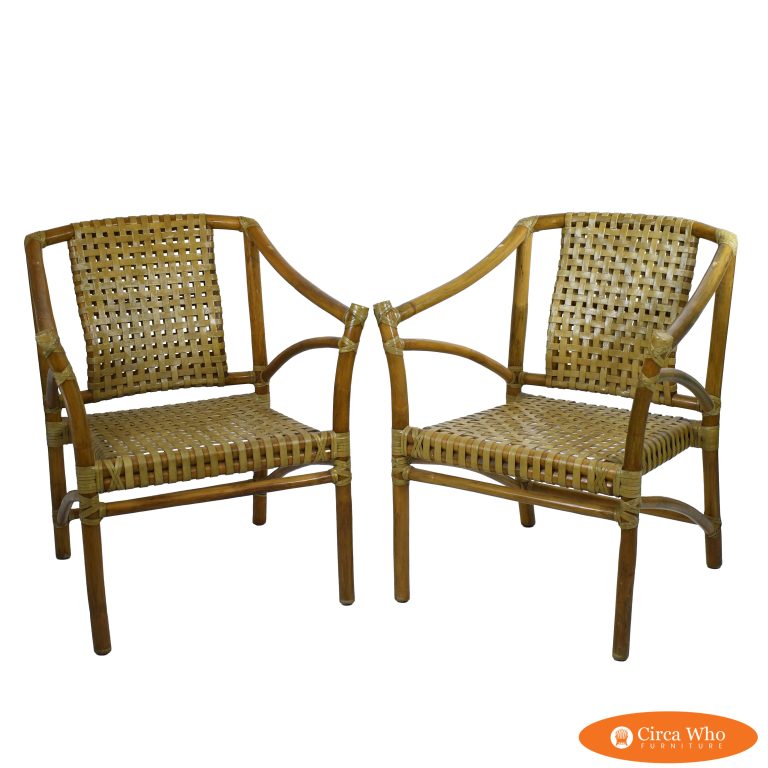 Pair of Leather Strap McGuire Arm Chairs
