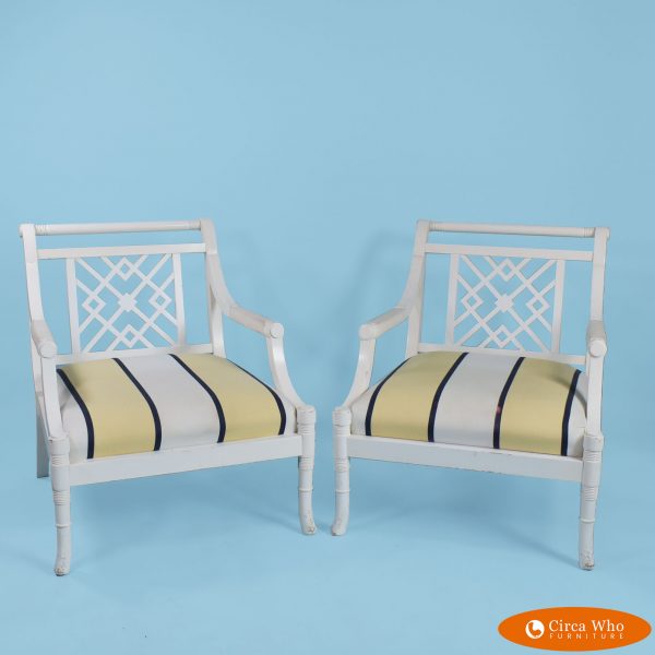 Pair of Lounge Fretwork Arm Chairs