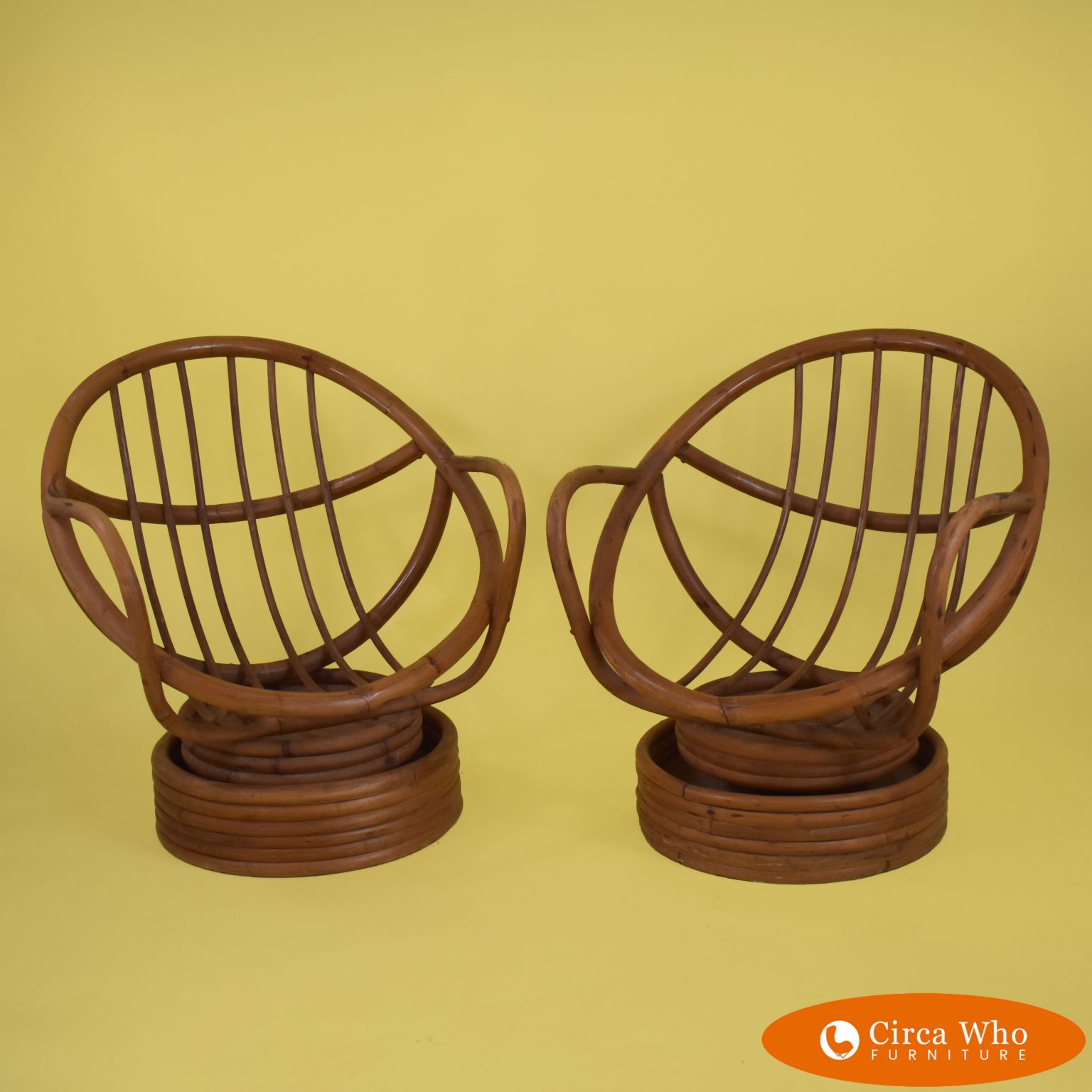 Pair of Low Back Swivel Barrel Chairs | Circa Who