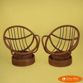 Pair of Low Back Swivel Barrel Chairs