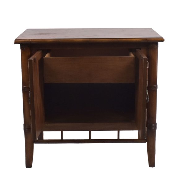 Pair of Low Faux Bamboo Broyhill Nightstands