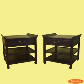 Pair of Low Pagoda Nightstands