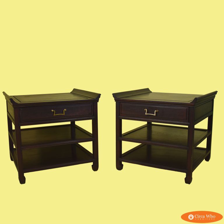 Pair of Low Pagoda Nightstands