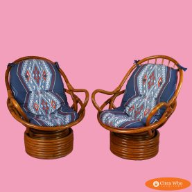 Pair of Low Rattan Papasan Chairs