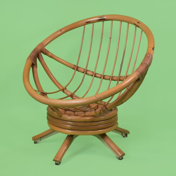Pair of Low Rattan Swivel Pod chairs