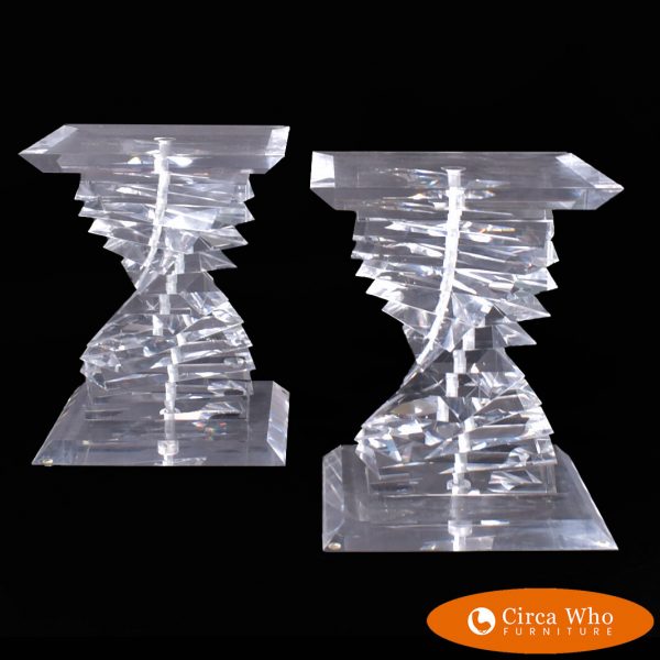 Pair of Lucite Stacked Cocktail Tables