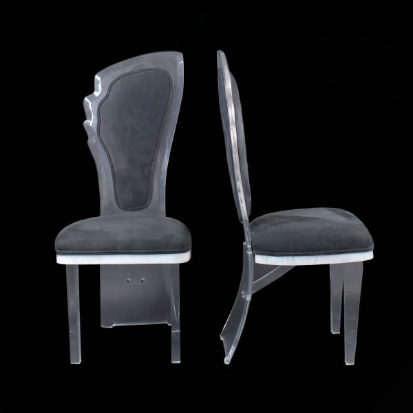 Pair of Lucite Upholstered Dining Chairs