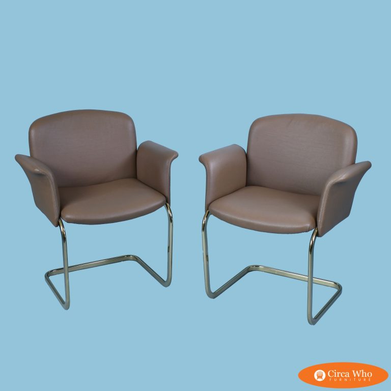 Pair of MCM Brass Arm Chairs