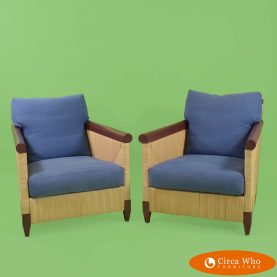 Pair of mahogany lounge chairs by John Hutton for donghia