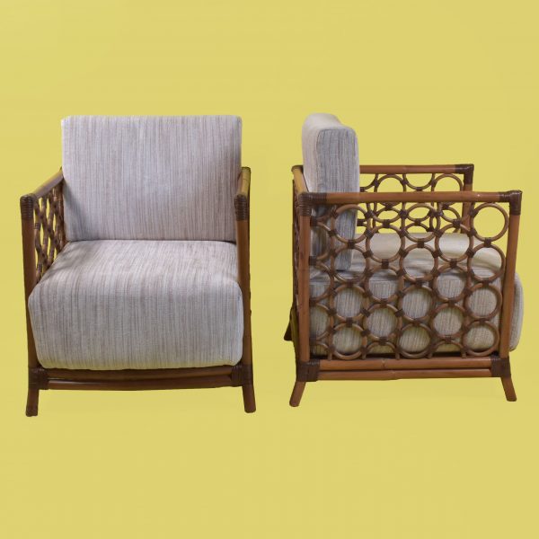 Pair of McGuire Style Rattan Lounge Chairs