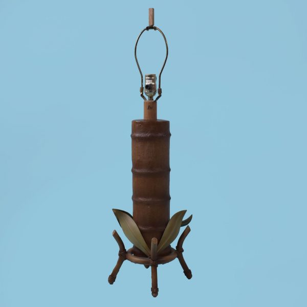 Pair of Metal Bamboo Plant Table Lamps