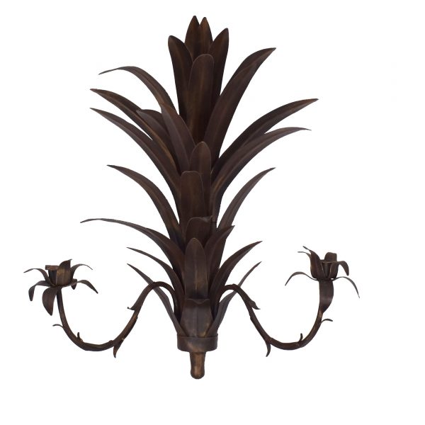 Pair of Metal Frond Candle Sconces