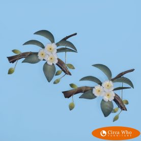 Pair of Metal Orchid Wall Art