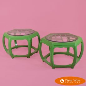 Pair of mid century Ming Style Octagonal Side Tables