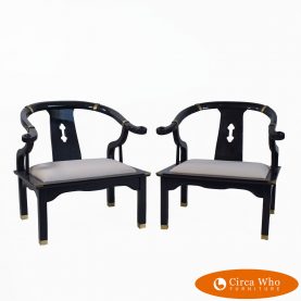 Pair of Ming Style Black Chairs