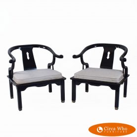 Pair of Ming Style Black Chairs