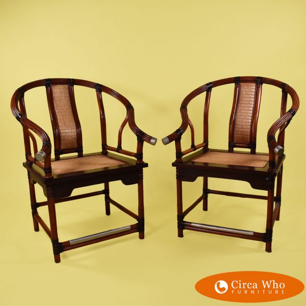 Pair of ming Style Chairs design by palace vintage brown color