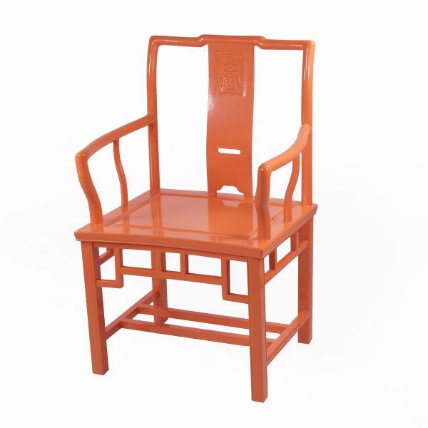 Pair of Ming Style Orange Chinese Chairs