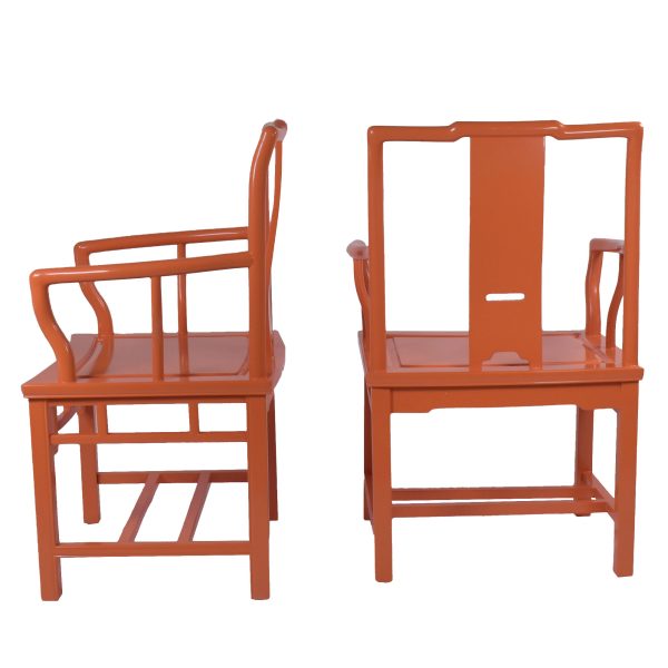 Pair of Ming Style Orange Chinese Chairs