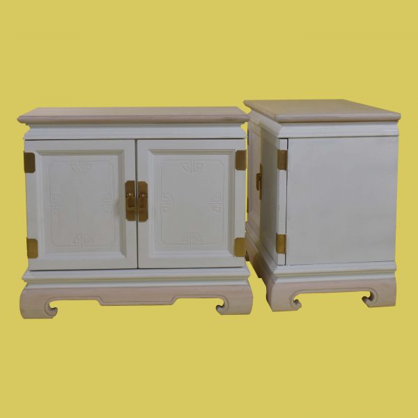 Pair of Ming Style White Nightstands