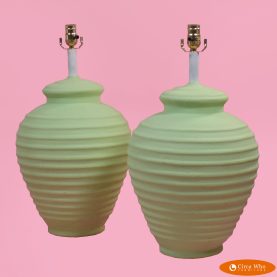 Pair of Mint Ceramic Table Lamps