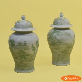 Pair of Mint Pagoda Ginger Jars
