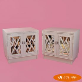 air of Mirrored Fretwork Faux Bamboo Nightstands by Omega