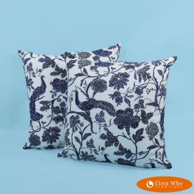 Pair of Navy Blue Peacock Pillows