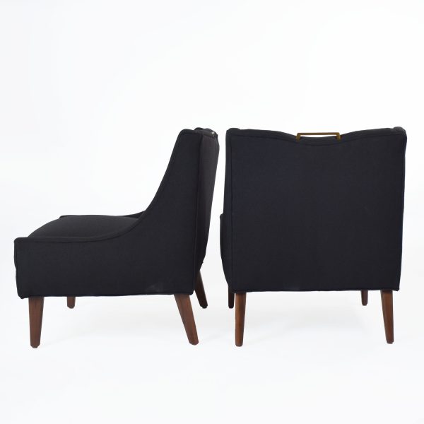 Pair of Newly Upholstered Swank Lounge Chairs