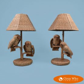 Pair of Owl Table Lamps Mario Lopez Torres