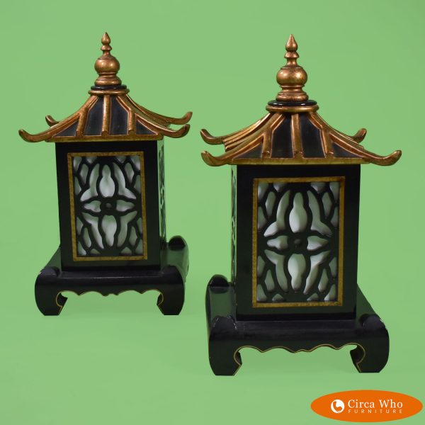 Pair of Pagoda Fretwork Table Lamps