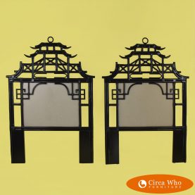 Pair of Pagoda Rattan Twin Headboards