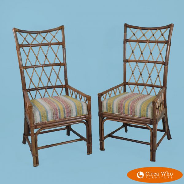 Pair of Palecek High Back Arm Chairs