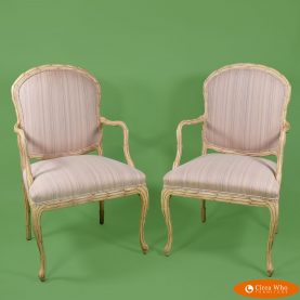 Pair of Palm Frond Arm Chair original upholstery white color