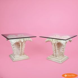 Pair of Palm Leaf Plaster Side Tables