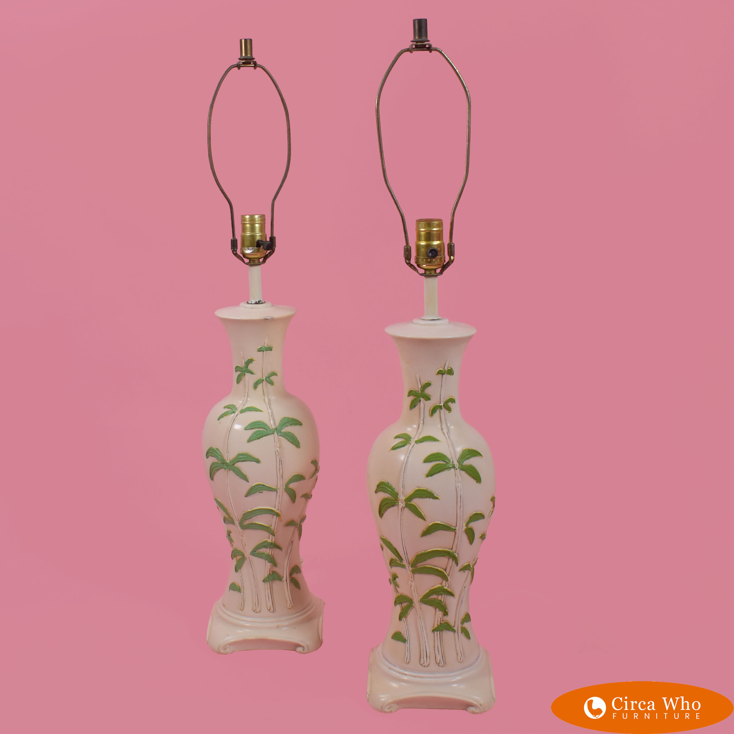 Pair of Palm Tree Tole Lamps