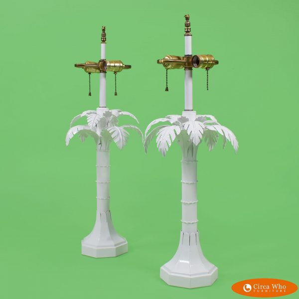 pair of Palm Tree White Table Lamps