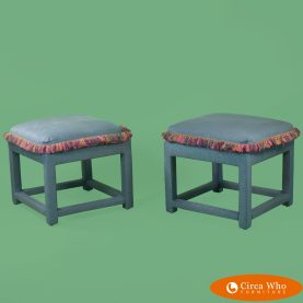 Pair of Parsons Ottomans With Tassel Fringe
