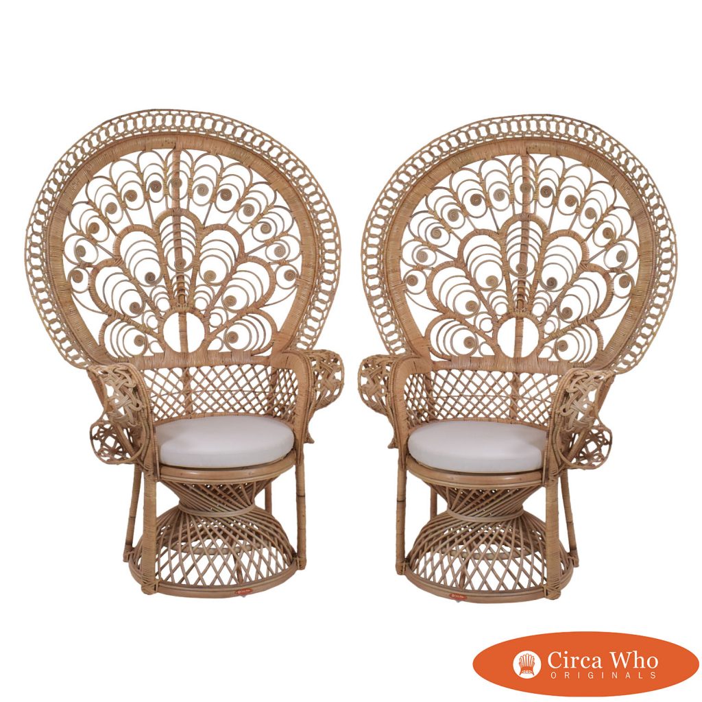 Pair of Peacock Flower Chairs Circa Who