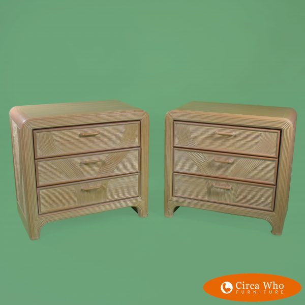 Pair of Pencil Reed Frond Nightstands