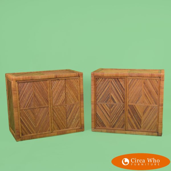 Pair of Pencil Reed Geometric Chests