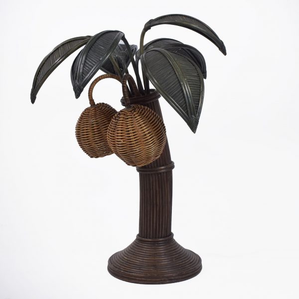 Pair of Pencil Reed Palm Tree Table Lamps