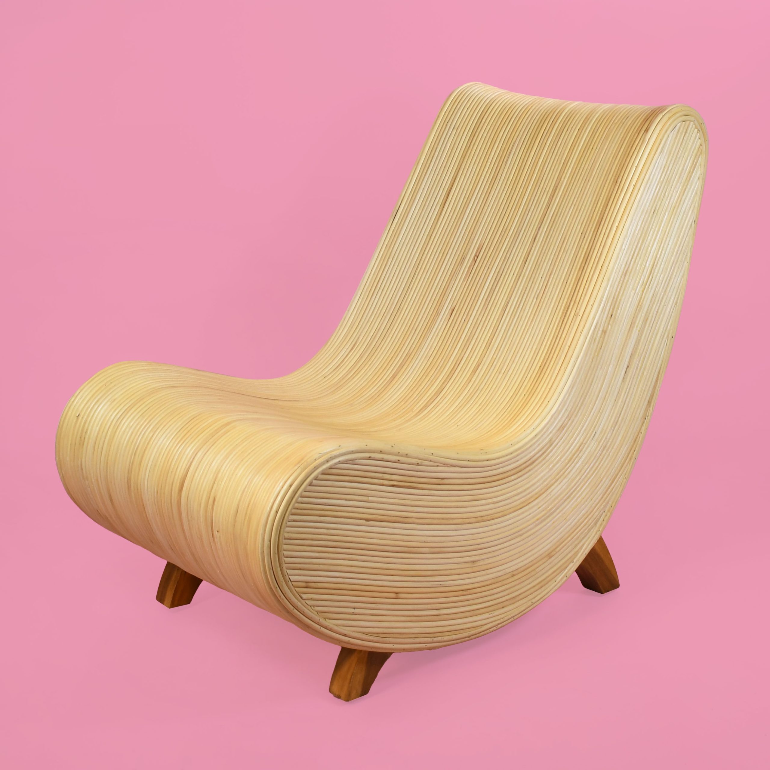 Pair of Pencil Reed Sculptural Slipper Chairs