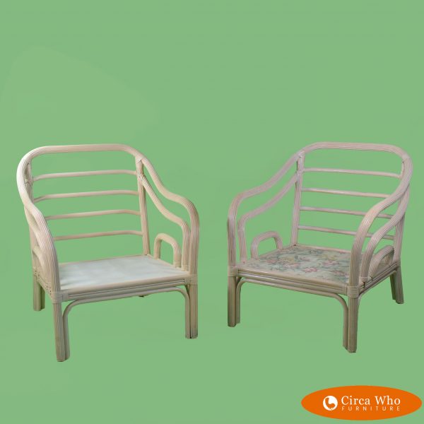 Pair of Pencil Reed Tube Club Chairs