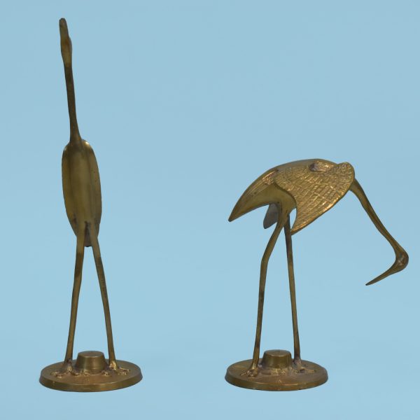 Pair of Petite Brass Crane Figures