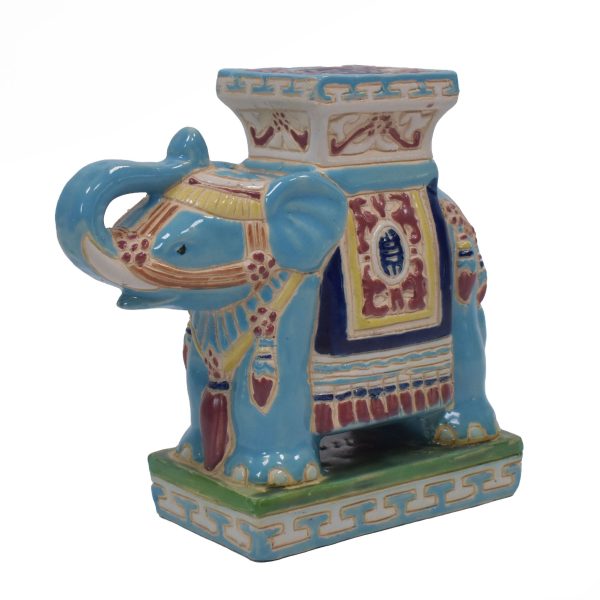 Pair of Petite Turquoise Ceramic Elephants