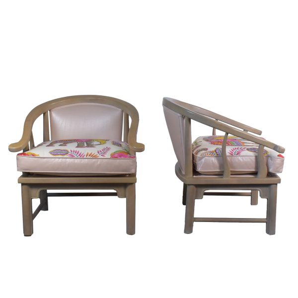 Pair of Pink Leather Century Lounge Chairs