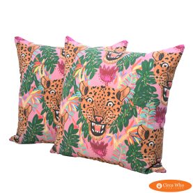 Pair of Pink Majesty Leopard Pillows