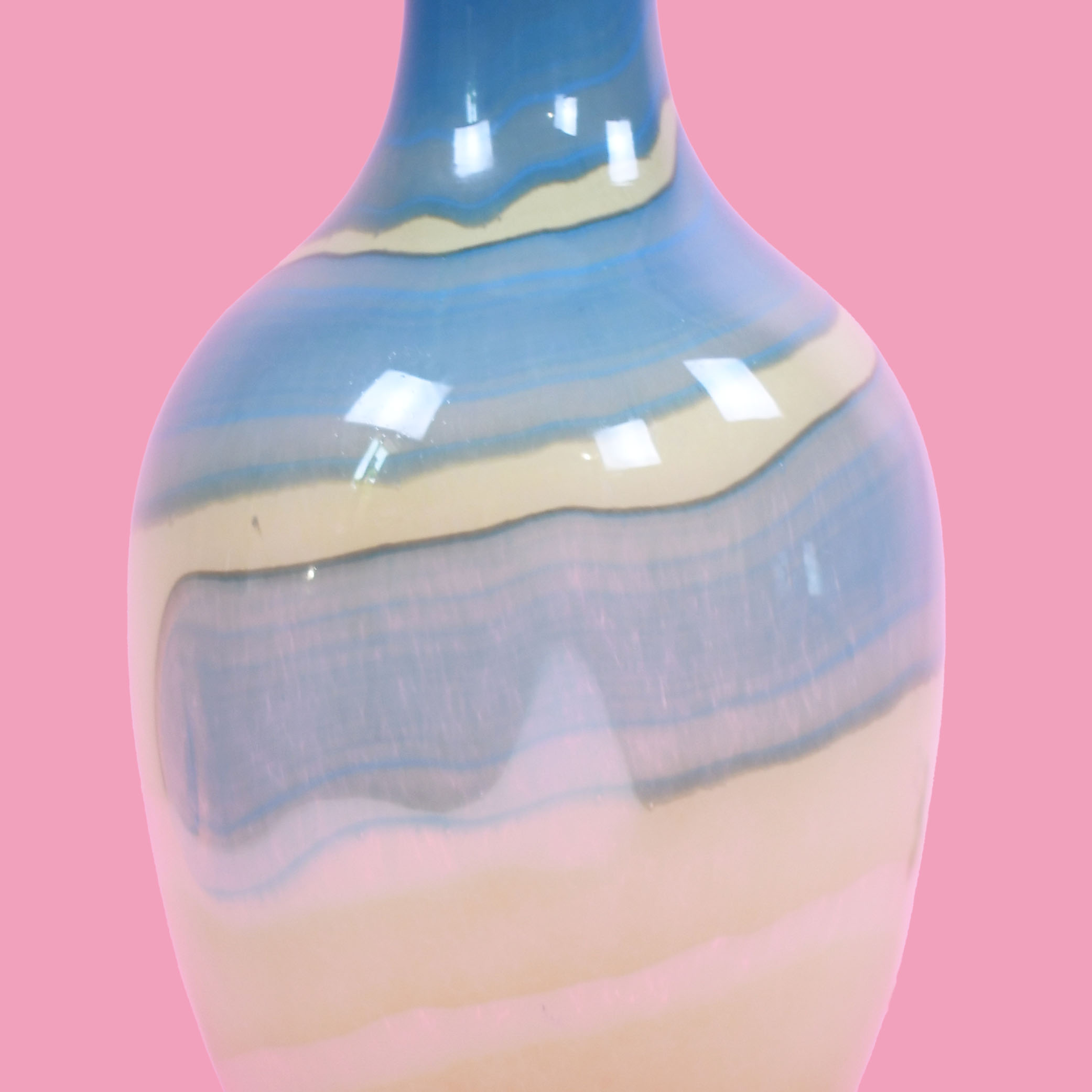 Pair of Cream and Blue on Lucite Lamps